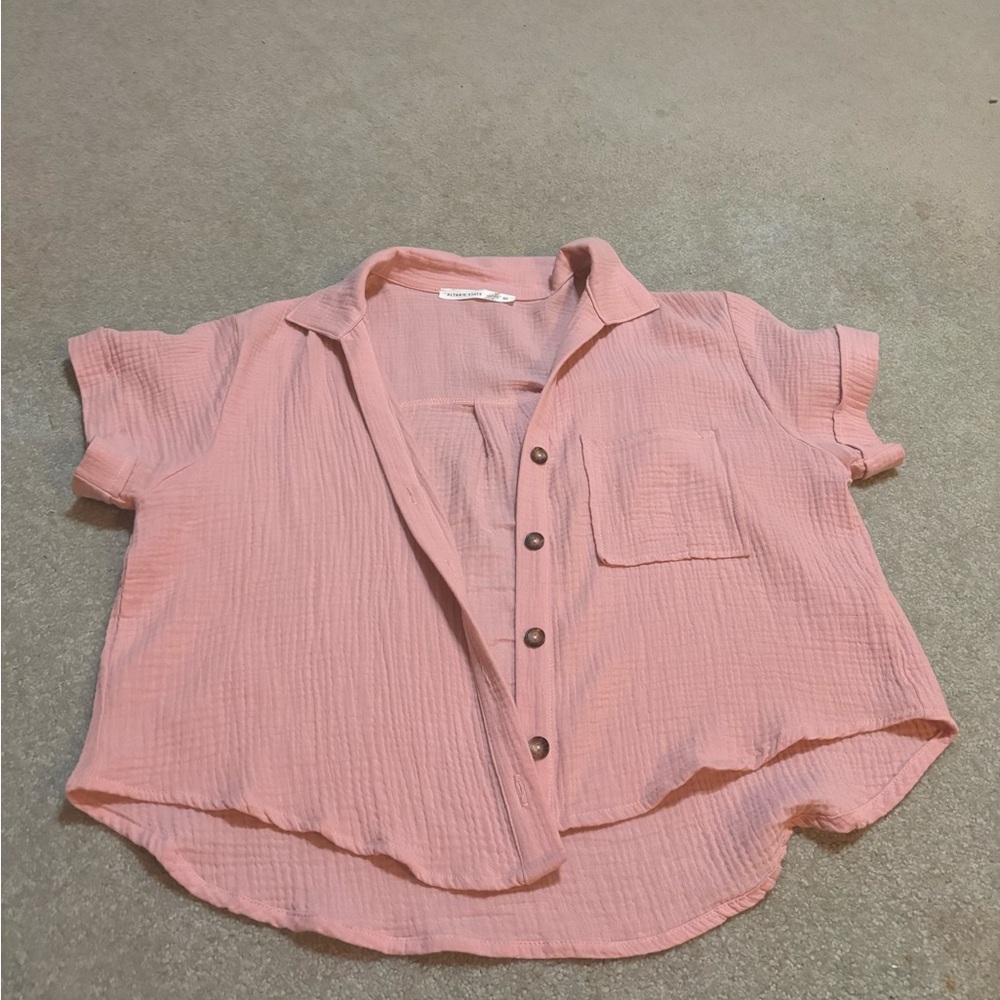 Pink Button-Up Women's Top